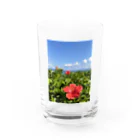 Ripples沖縄レジンアートの沖縄の海とハイビスカス Water Glass :front