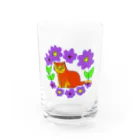 宇宙猫の花と猫 Water Glass :front