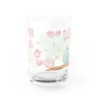 - 羽やすめのトマリ木 -の水色インコさんと春うらら Water Glass :front