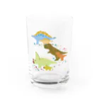 下間文恵イラストレーターの恐竜の親子 Water Glass :front