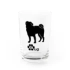 bow and arrow のパグ犬 Water Glass :front