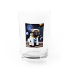 Pet_Charmの宇宙に浮かぶ愛らしいパグ！ Water Glass :front