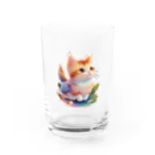 dolphineの愛くるしい表情で見上げるキュートなネコちゃん Water Glass :front