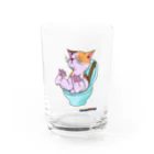 NITROMANIAのふんばりにゃん（三毛猫） Water Glass :front