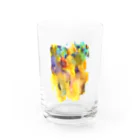 c5watercolorの水彩ペイント・黄色系抽象画 グラス前面