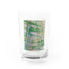 なすこのクレヨンエレベーター、緑と黄色 Water Glass :front