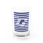 しろくろぷぅじぃのボーダー（くろじぃ）紫系 Water Glass :front