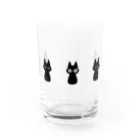 れもその小さいお店の5匹の猫【黒猫】 Water Glass :front