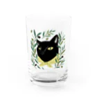 kikkutontonのオリーブ畑の黒猫ちゃん Water Glass :front