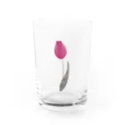 おおくわあやのピンクのチューリップ Water Glass :front