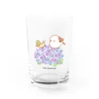 rina_suzuriのもふもふシマエナガと紫陽花　コップ Water Glass :front