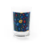 _Anzu_homedecorの3D 花柄　ブルー Water Glass :front