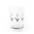 rilybiiのThree TULIP, White gray blue . Water Glass :front