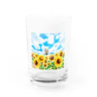旅猫王子れぉにゃん👑😼公式(レイラ・ゆーし。)の【ひまわり畑☆れぉにゃん】 Water Glass :front