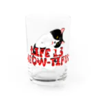 ぷんすこ(♂)のLIFE IS MEOW-TIFUL（黒ラインロゴ） Water Glass :front