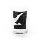 PALA's SHOP　cool、シュール、古風、和風、の黒と白　水鳥の柄 グラス前面