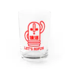 オノマトピアの墳活(ふんかつ)古墳・はにわTシャツ・文字赤 Water Glass :front