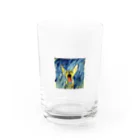 ミルクのショップの遠吠えするアート犬 Water Glass :front