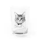 猫竹（nekotake)のペン画のしましま猫ちゃん Water Glass :front