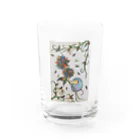 suuのカラフルな花とハリネズミ Water Glass :front