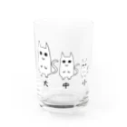 蓮の咲く場所の壁画みたいなネコ  (大中小) Water Glass :front