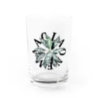 熱帯デザイン.com@SUZURIの【サークルロゴ】AGLAONEMA PICTUM（アグラオネマピクタム）BLACK Water Glass :front