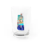 KeishopCreations - 日本の美をあなたにのハンドメイドリメイク着物青 Water Glass :front