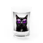 Moa_Mindの黒猫紫サングラス Water Glass :front