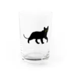 シンプルねこのあるく黒猫 Water Glass :front