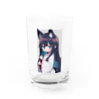 ケモ耳美少女キツネちゃん（AIart）の紺色の髪のキツネの女の子 Water Glass :front