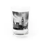 NYNANTのモノクロ　世界遺産　ウェストミンスター宮殿　ビッグベン Water Glass :front