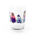 ヤママユ(ヤママユ・ペンギイナ)のいずれ菖蒲か杜若₋Aptenodytes Kimono Penguins- Water Glass :front
