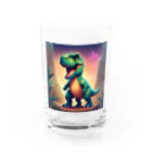 春乃遊羽アイディアイラストショップの可愛いティラノサウルス Water Glass :front