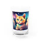 猫の憩い場の夜空を見つめる猫 Water Glass :front