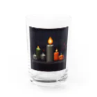 umakoiの火が灯る蝋燭とハロウィンカボチャのドット絵 Water Glass :front