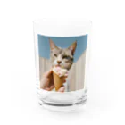 猫雑貨屋　ねこまろのアイスにかぶりつく猫 Water Glass :front