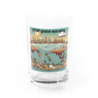 akarityanのstop　地球温暖化 Water Glass :front