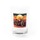 毎日がにゃんとも幸せ マサッチShopのレトロバイクドット　夕日編　№３ Water Glass :front