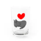 ３２１６のl love クロネコ Water Glass :front