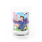 ほっこりグッズBASEのワールドカップ優勝を夢見るサッカー少年 Water Glass :front