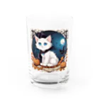 yoiyononakaのハロウィンの白猫08 Water Glass :front