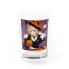 チワワ愛好家ショップのワワ大好き魔女のハロウィン・キャンディ・キス Water Glass :front