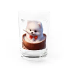 Pom-Dog'sのご飯に埋もれる白ポメ Water Glass :front