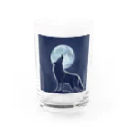 アニマルデザインの月夜に吠える狼 Water Glass :front