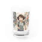 底辺の底辺好きな事を気ままに…。の走る元気な女の子 Water Glass :front