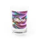 Kumamanのオーロラシルク　Shineロゴ入り Water Glass :front