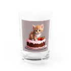 にゃんこぷにのケーキの上の仔猫ちゃん Water Glass :front