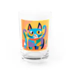 IKA_0120のカラフルな猫 Water Glass :front