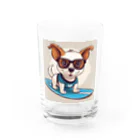 With-a-smileのサーフィン犬 Water Glass :front