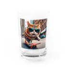 ✨🌏TCHD LLC SHOP🌏✨のノリノリスケボー猫ちゃん🐈🛹✨ Water Glass :front